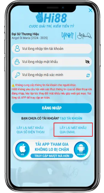 Bước 1: Chọn phần đăng nhập→ Chọn lấy mật khẩu qua Email liên kết